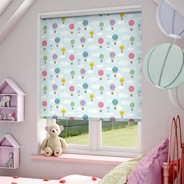 kids Room Fall ceiling, windows blinds, wooden floors, Wall paper 13