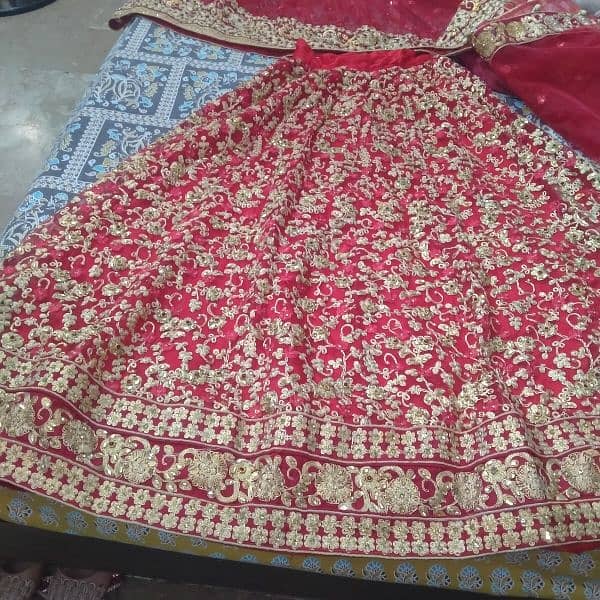 Used but in best condition bridal frock with lehenga 1