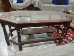 solid wood center table with Glass top