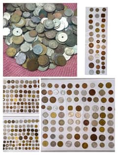 old coins of different countries.