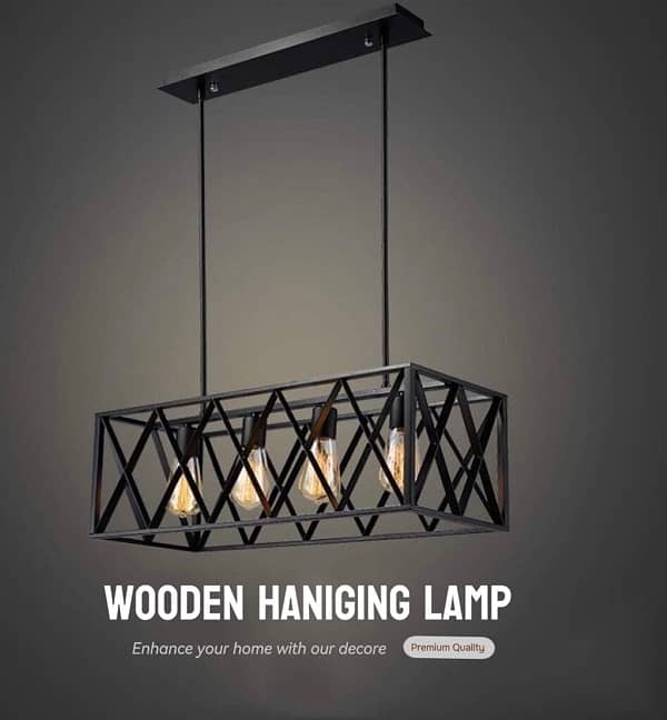 wooden Hanging lamp + 4 Bulbs 0