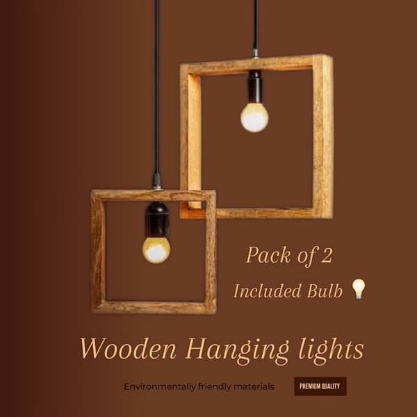 wooden hanging lamp pack of 2 0