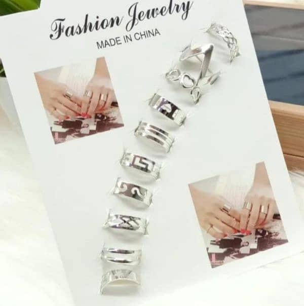 Trendy Modern Design Adjustable Rings Set 10 Pcs in Gold and Silver. 3