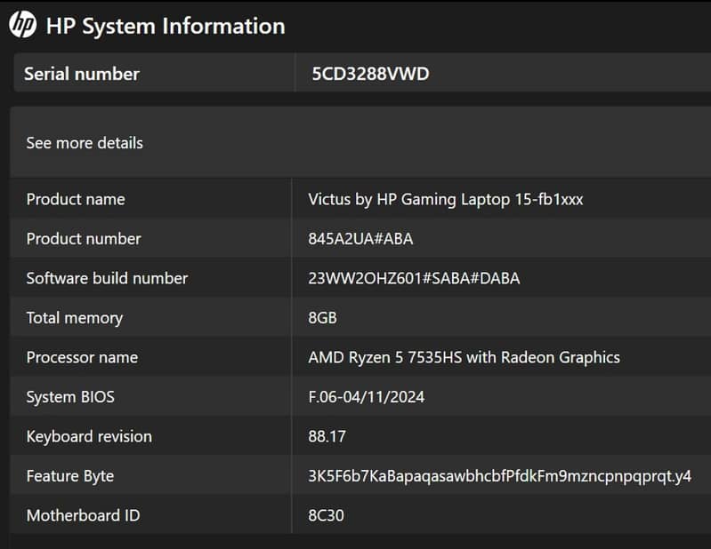 HP Victus - Gaming Laptop - Ryzen 5 , NVIDIA RTX2050, 8GB RAM, 512 SSD 1