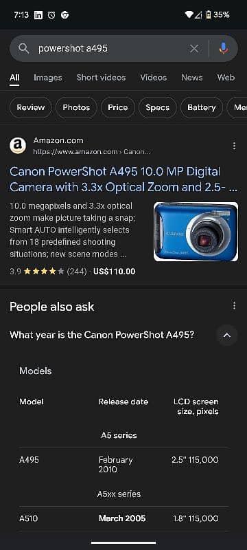 Canon powershot a495 3