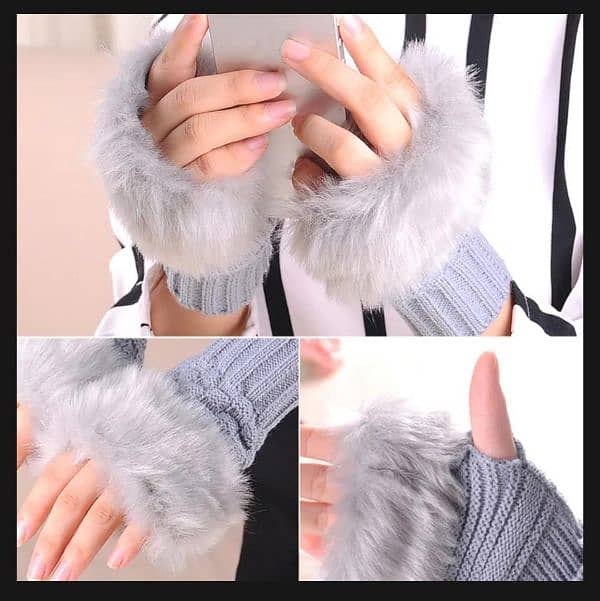 Women's Fur Gloves  ( Special Offer buy 1 get free) 2