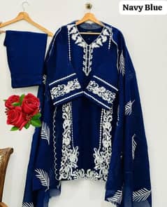 Elegant Embroidered Organza Suit Set For Women _ Blue