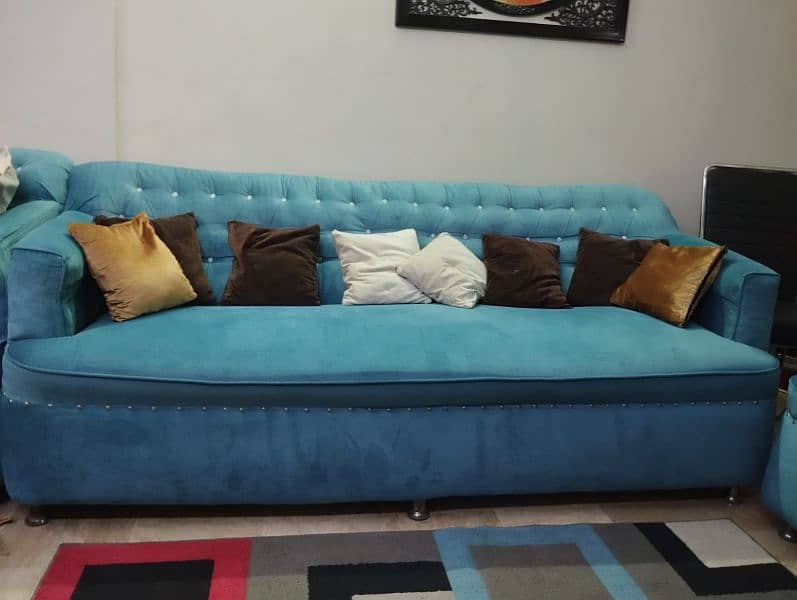 5 seater sofa set with 3 puffies and 1 sofa bed 2