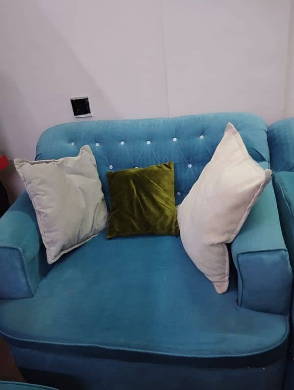 5 seater sofa set with 3 puffies and 1 sofa bed 9