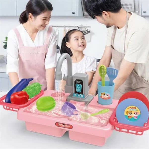 Electric Dishwasher Sink Kitchen Set For Kids 3