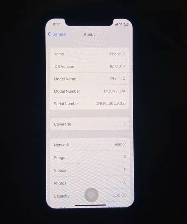 Iphone X 256GB Non PTA (Telenor Sim Working) For Sale 7