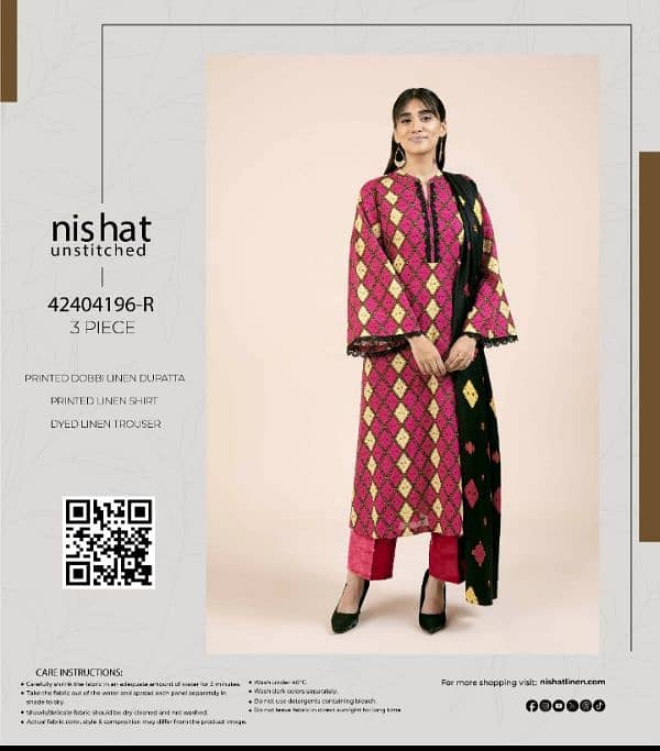 NISHAT LINEN/3PC/LADIES SUITE/UNSTITCHED/DISCOUNT PRICES 4