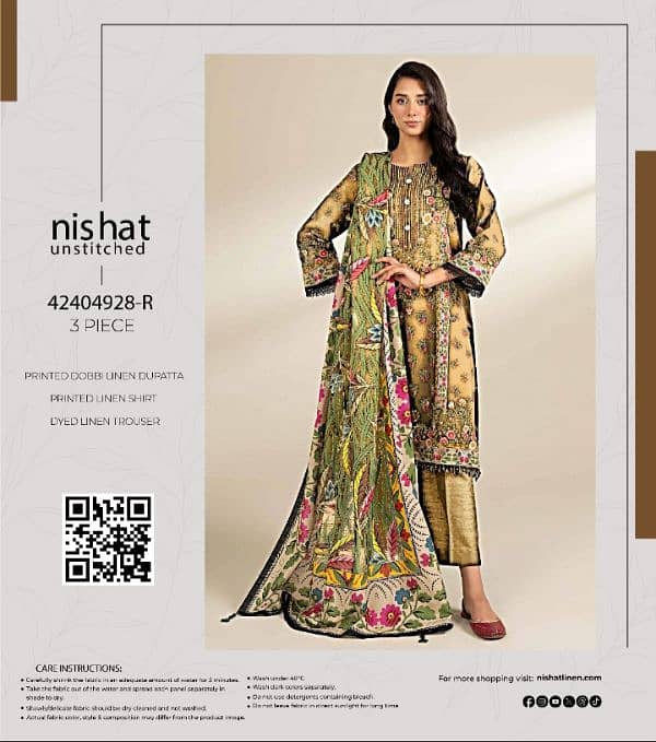 NISHAT LINEN/3PC/LADIES SUITE/UNSTITCHED/DISCOUNT PRICES 5