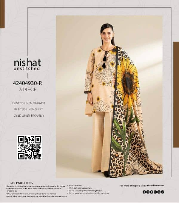 NISHAT LINEN/3PC/LADIES SUITE/UNSTITCHED/DISCOUNT PRICES 6