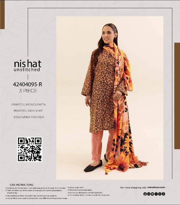 NISHAT LINEN/3PC/LADIES SUITE/UNSTITCHED/DISCOUNT PRICES 8