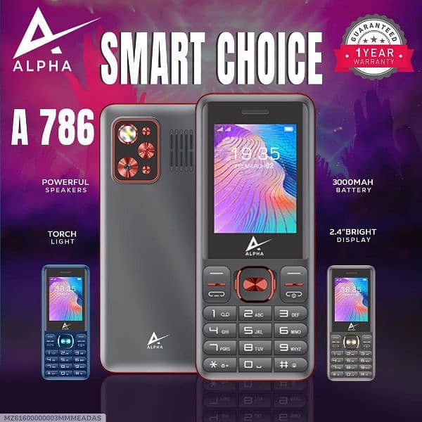 Alpha A. 786 Mobile phone colour black 2