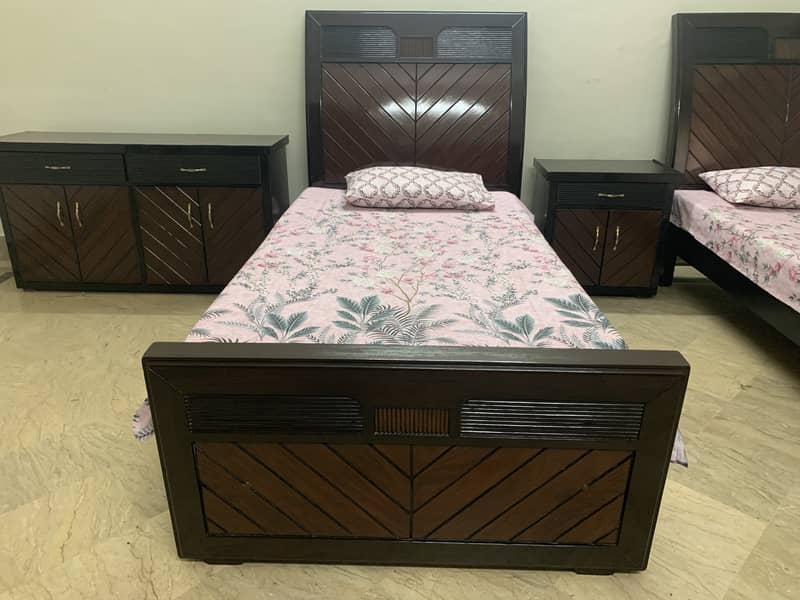 Pair of Single bed with mattress and 1 Chester 1