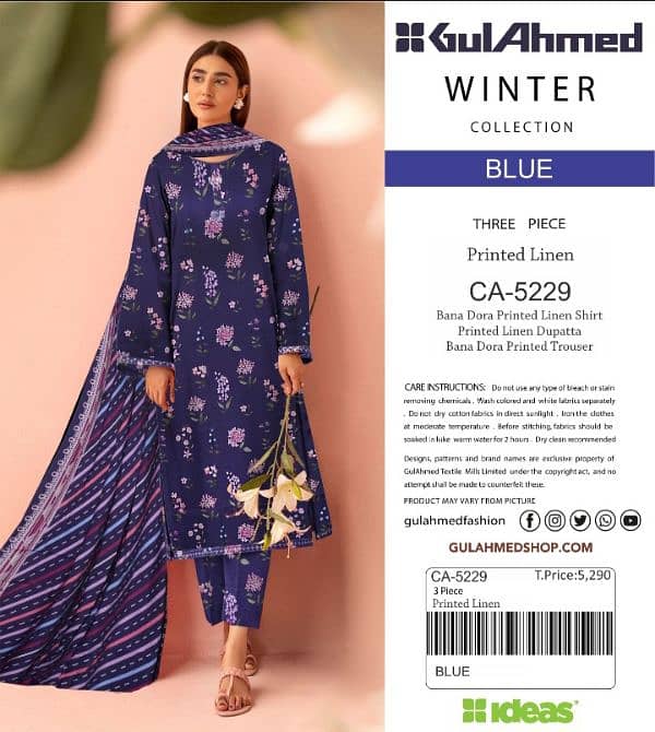 GUL AHMED/DORIA LINEN/3PC/LADIES SUIT/NEW WINTER COLLECTION 5