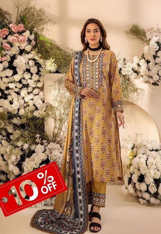 FLAT 10% off _3 pcs digital printed women unstitched dress 0