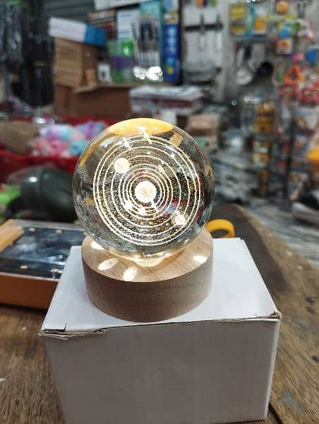 3D Crystal Ball Night Lamp with wooden Base 1