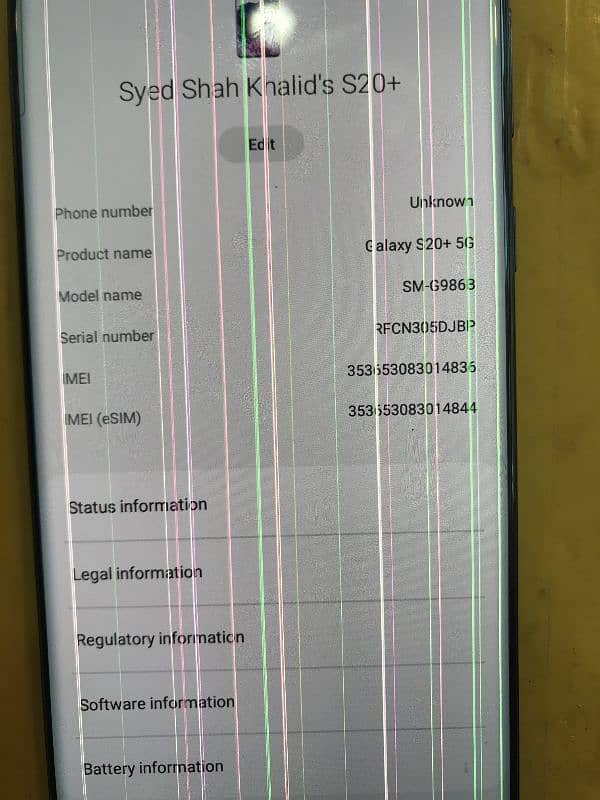 Samsung S20+5G Non PTA. Ram12gb Rom 128 1