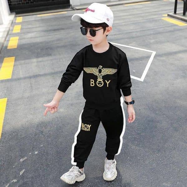 2 pice boys cotton plain tracksuit with shoes 0