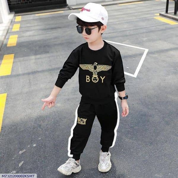 2 pice boys cotton plain tracksuit with shoes 1