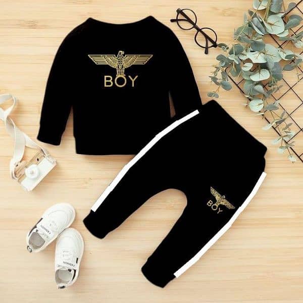 2 pice boys cotton plain tracksuit with shoes 2