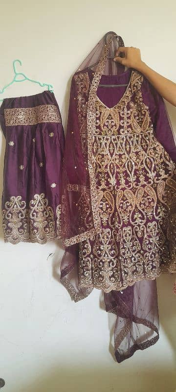 fancy dress, frock and gharara dress, net dupatta 0