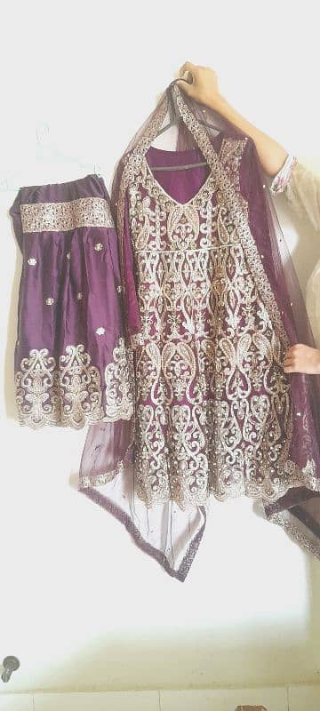 fancy dress, frock and gharara dress, net dupatta 2