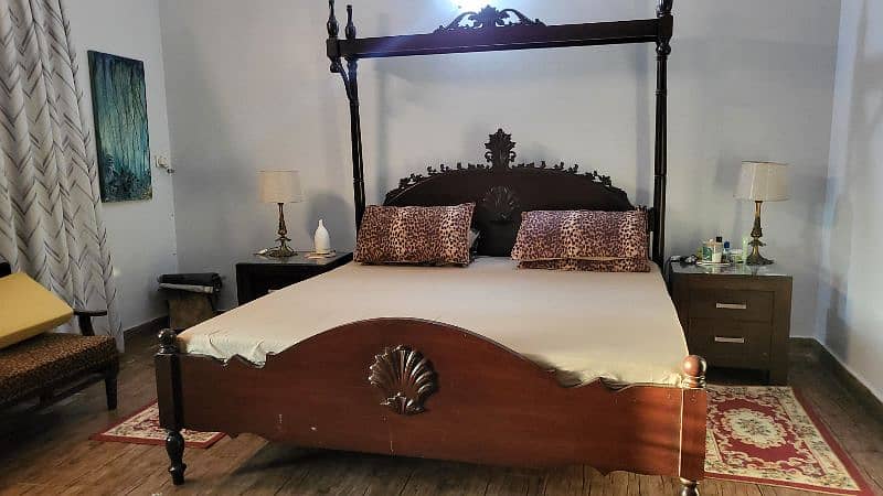 antique bed along with side table 3