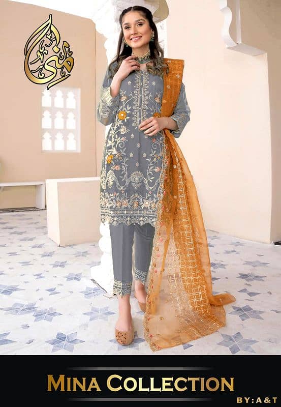 Full Embroiderd Shirt With Emb Dupatta 3pcs 3