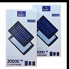 Bolt+ 20,000 MAH Solar Power Bank Imported Quality