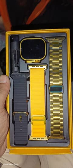 G9 ultra pro smart watch gold edition with 3 straps, one screw. . . etc