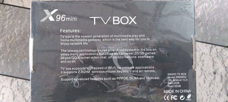 TV Box X 96Q mini Availbl; LED LCD&TV Conect; 4GB 32 Rom :;version 13 1