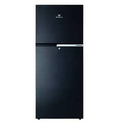 Dowlance - Chrome Hairline Black Double Door Refrigerator