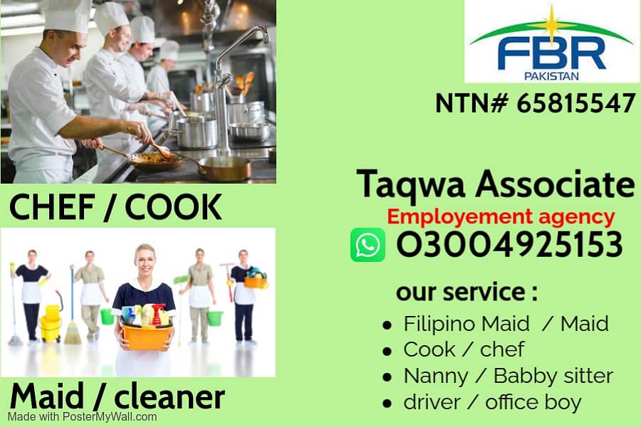 Maids / House Maids / cook / Nanny , chef / Baby Sitter maid available 0