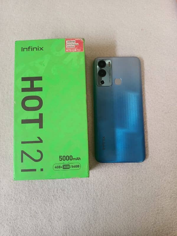 Infinix hot 12i mobile complete box 4+3/64gb memory 1