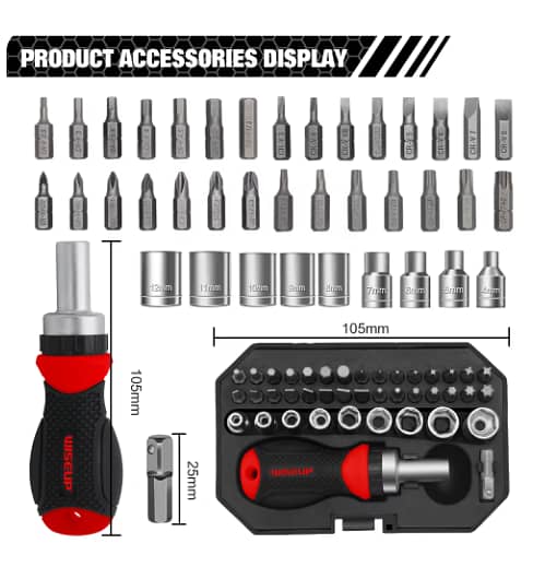 WISEUP 41 in 1 Multi Heads Ratcheting Small Screwdriver and Socket Se 1