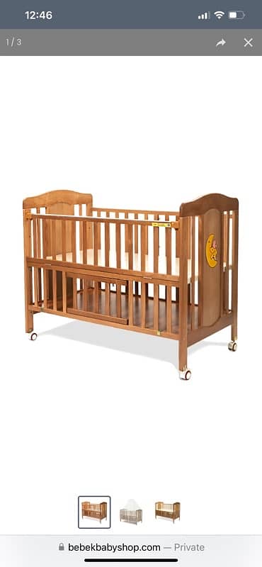 Baby wooden cot and Car seat and Pram for sale 0