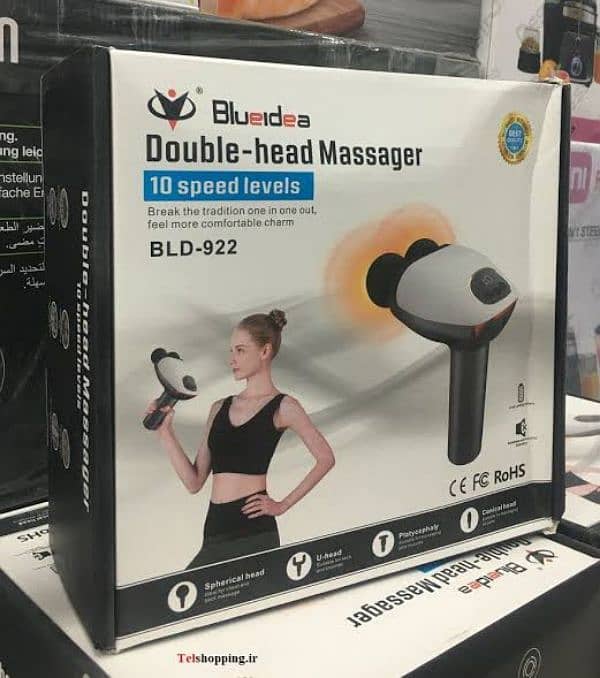 Cordless Double Heads Vibrating Fitness Massager Gun - 8 Heads 1