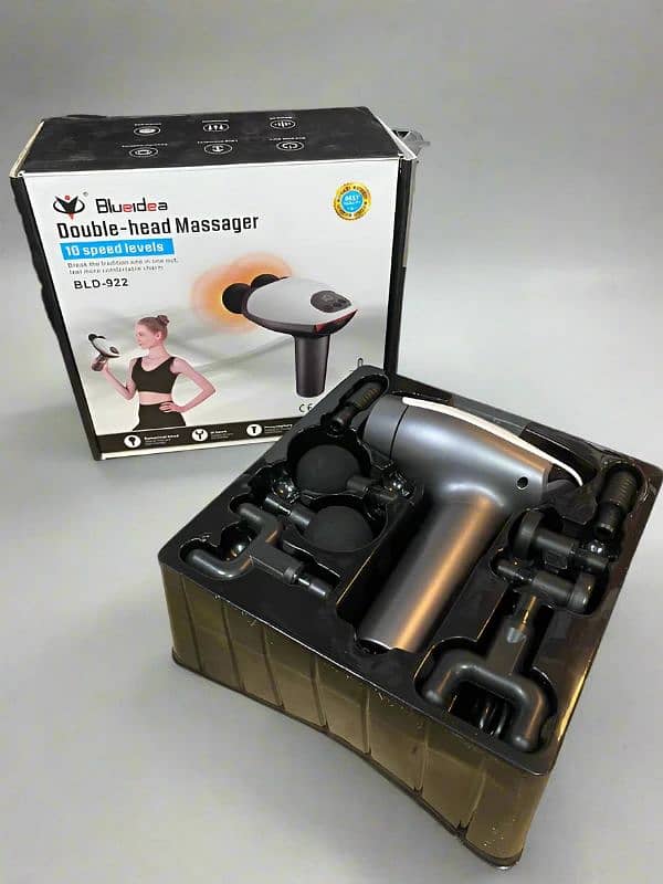 Cordless Double Heads Vibrating Fitness Massager Gun - 8 Heads 6