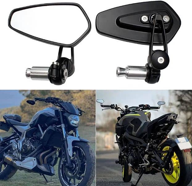 BREDUXSER Black Handlebar End Mirror Motorcycle 7/8 Inch 22 mm 1