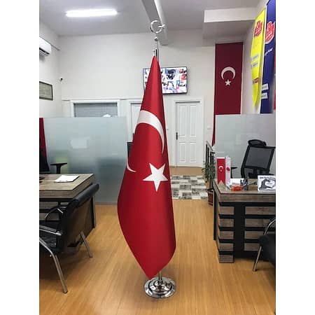 Logo Flag Digital Printed Hard Finish & Stand, Indoor Turkey Flag pole 4