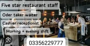 Restaurant oder taker cashier chief kitchen helper