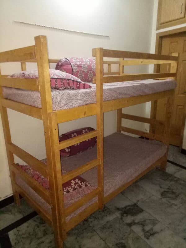 wooden bunker bed like new available for sale in very reasonable price 0