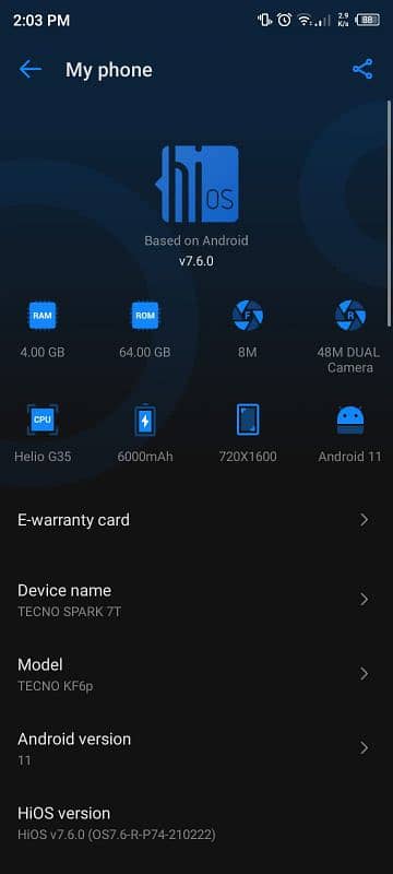 Tecno Spark 7T 4 GB 64 GB urgent 2