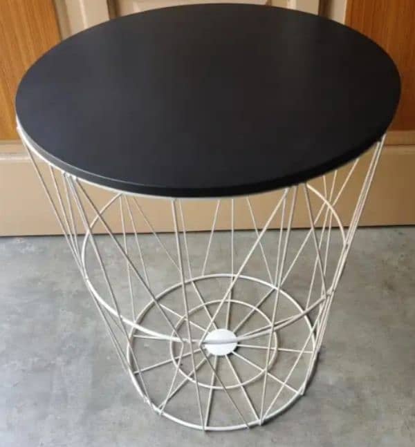 Coffee Table Metal Wire Removable Wood Top Storage Basket Side 1