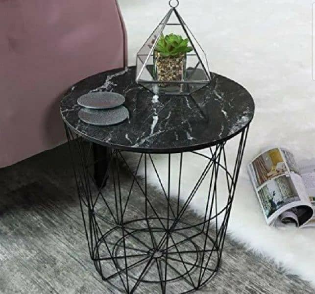 Coffee Table Metal Wire Removable Wood Top Storage Basket Side 2