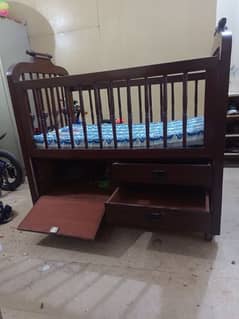 Baby Crib | Cot bed and Mattress with three Drawers of Solid Wood